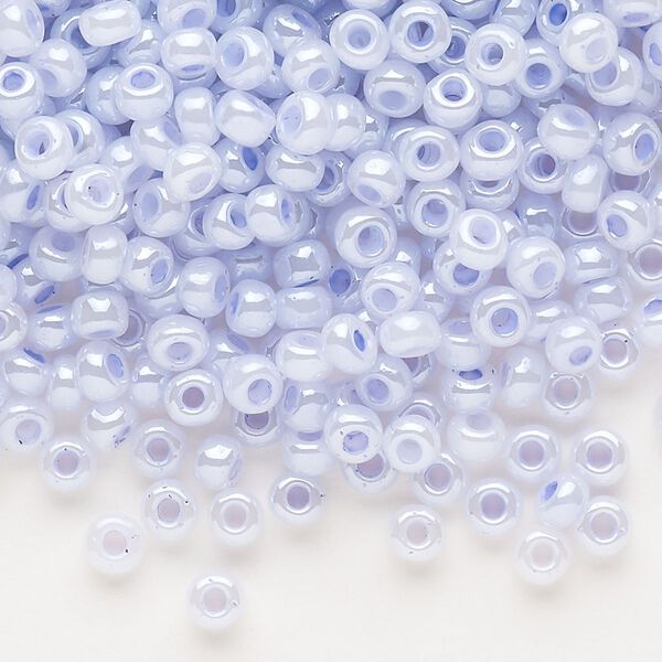 Seed bead, Dyna-Mites™, glass, opaque ceylon pastel light blue, #6 round. Sold per 40-gram pkg. image number 0