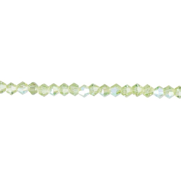 Bead 1pk 16 facets translucent lime green AB, Celestial Crystal® 3mm bicone 15.5-16 inch image number 0