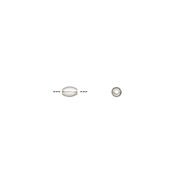 Bead, sterling silver, 3.5x2mm oval. Sold per pkg of 5. image number 0