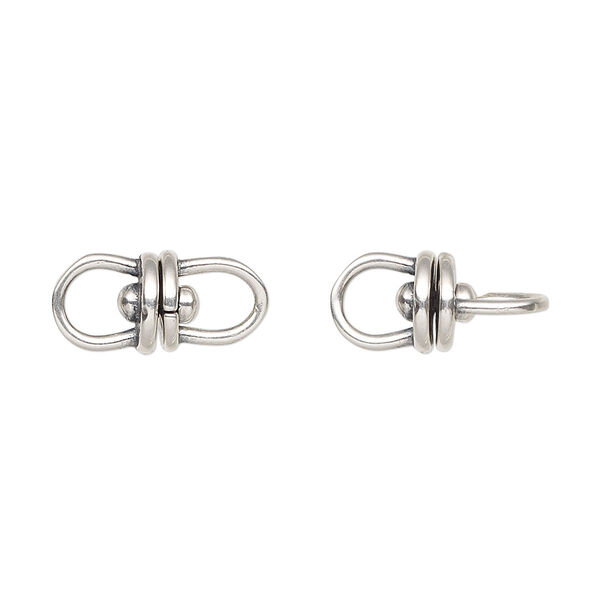 Link, JBB Findings, antique silver-plated brass, 16x7.5mm with center swivel. Sold per pkg of 2. image number 0