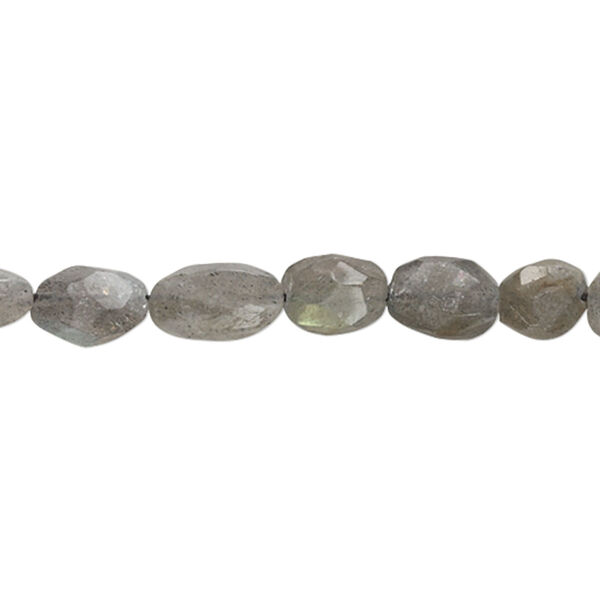 Labradorite 1pkg1, hand-cut faceted puffed oval bead natural 13 inch 7x5mm-11x9mm image number 0