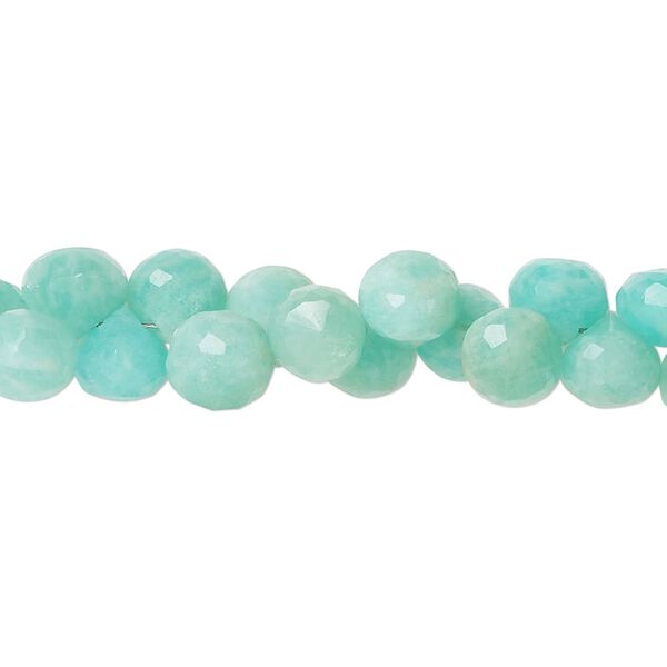 Amazonite 1pkg60, hand-cut top-drilled faceted teardrop bead natural 7x7mm image number 0