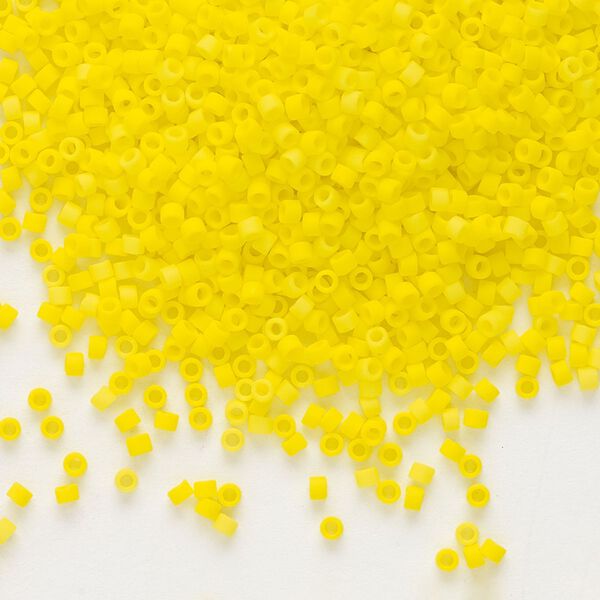 Seed bead, Delica®, glass, pkg/50g, #11 round, opaque matte yellow (DB-0751). image number 0