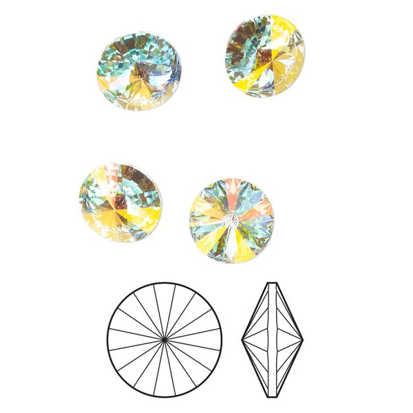 Chaton 4pk crystal AB foil back, Preciosa MAXIMA Czech crystal rhinestone 16mm rivoli image number 0