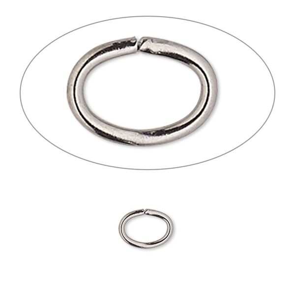 Jump ring, gunmetal-plated brass, 8x6mm oval, 6.2x4.1mm inside diameter, 18 gauge. Sold per pkg of 1,000. image number 0