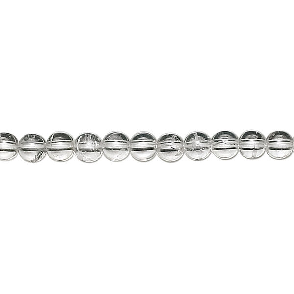 Quartz crystal 1pkg1, round bead natural 15.5-16 inch 4mm image number 0