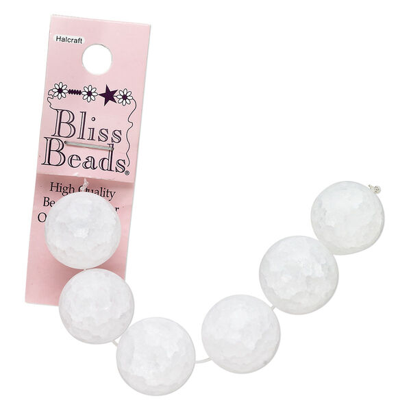 Crackle quartz crystal 1pkg6, round bead natural 20mm image number 0