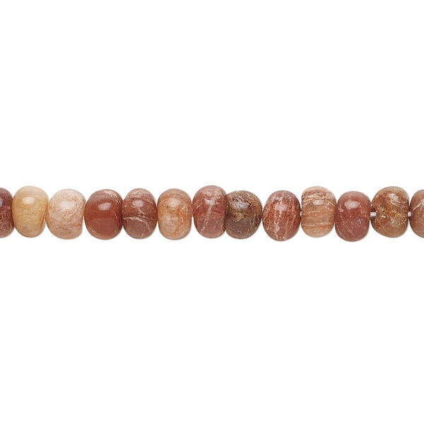 Peach feldspar 1pkg1, hand-cut rondelle bead natural C+ grade, 14 inch 5x3mm-5x4mm image number 0