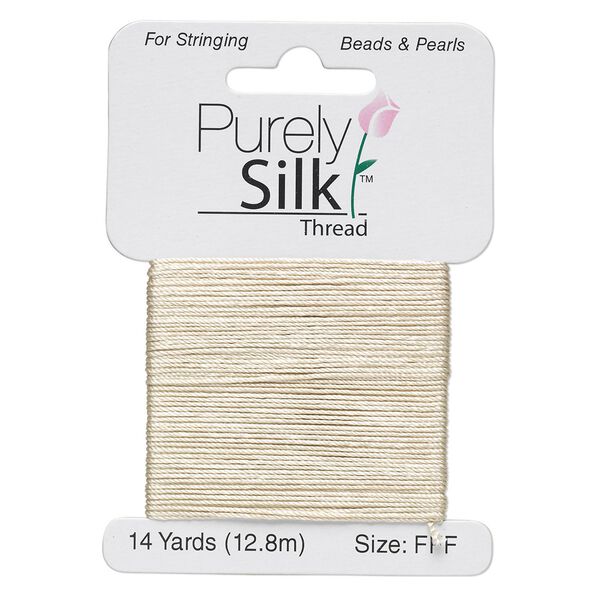 Thread, Purely Silk™, ecru, size FFF. Sold per 14-yard card. image number 0