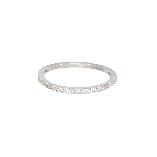 Ring, Create Compliments®, cubic zirconia and sterling silver, clear, 1.5mm wide chevron, size 9. Sold individually. image number 0