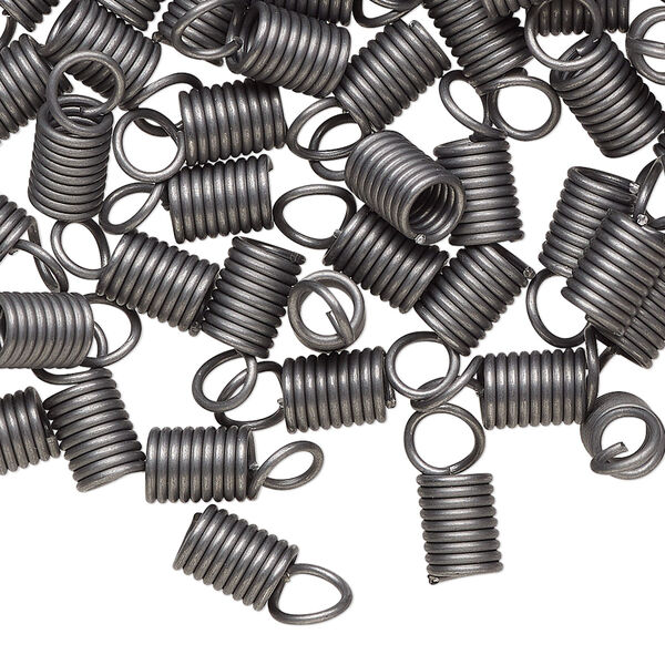 Cord coil, gunmetal-finished steel, 12x5mm with loop, 3.5mm inside diameter. Sold per 1-ounce pkg. image number 0