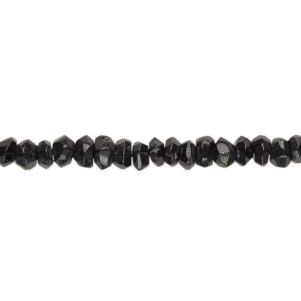 Black spinel 1pkg1, hand-cut faceted saucer bead natural 13 inch 4x2mm-6x3mm image number 0