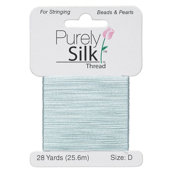 Thread, Purely Silk™, pale green, size D. Sold per 28-yard card. image number 0