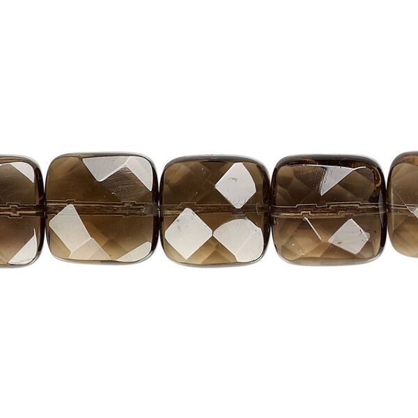 Smoky quartz 1pkg1, faceted square bead 15.5-16 inch 12mm image number 0