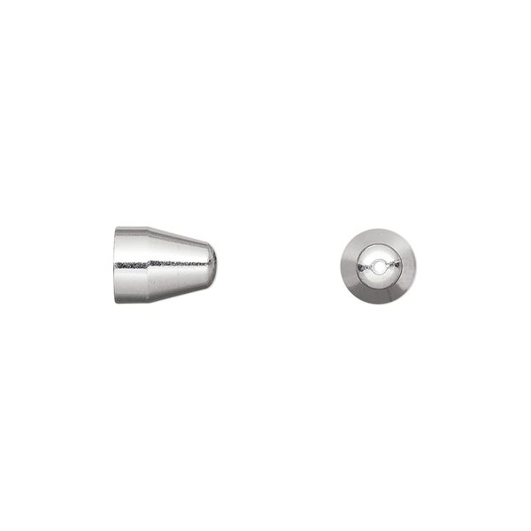 Cone, silver-finished brass, 8x6mm seamless with 5.5mm inside diameter. Sold per pkg of 10. image number 0