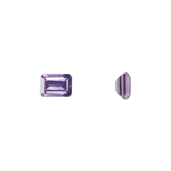Amethyst 1pkg1, hand-cut faceted emerald-cut gem natural 7x5mm image number 0