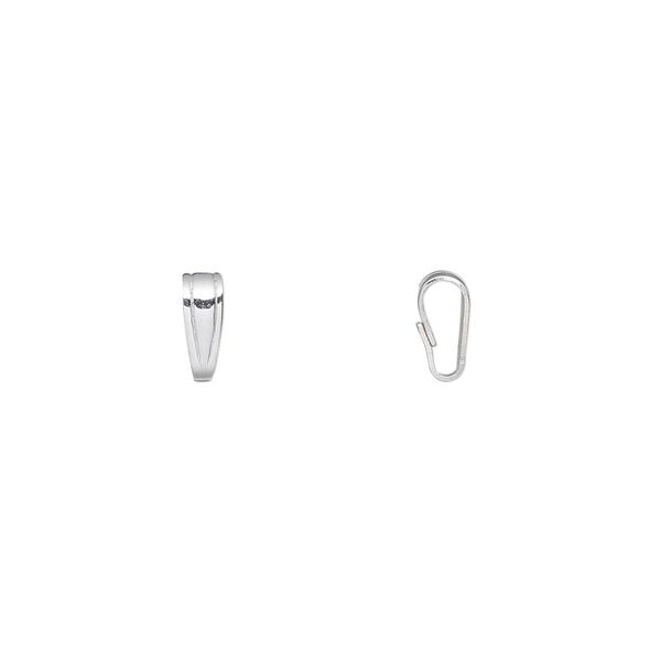Bail, pendant, sterling silver, 7x3mm snap-on, 4mm grip length. Sold per pkg of 20. image number 0