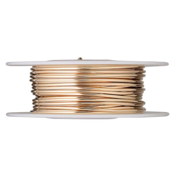 Wire, 14Kt gold-filled, half-hard, round, 18 gauge. Sold per pkg of 5 feet. image number 0