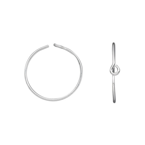 Hoop, sterling silver, 15mm round. Sold per pkg of 5 pairs. image number 0