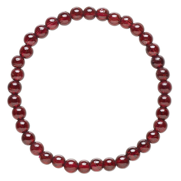 Garnet 1pkg1, round bead stretch bracelet natural 6 inch 4-5mm image number 0