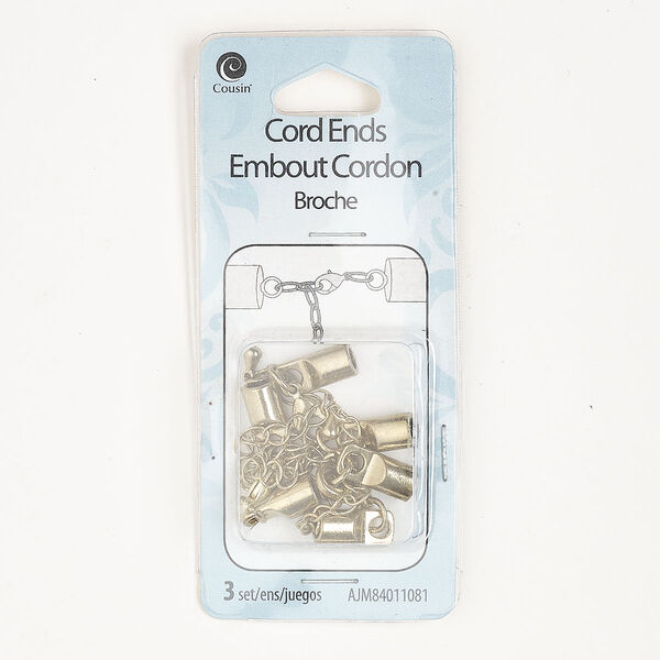 Clasp, lobster claw, antique gold-finished steel, 10x6mm oval with 13.5x6mm glue-in cord ends, 3.5mm inner diameter. Sold per pkg of 3. image number 0