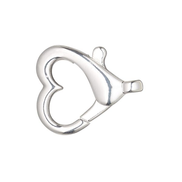 Clasp, lobster claw, silver-finished "pewter" (zinc-based alloy), 22mm open heart. Sold per pkg of 2. image number 0