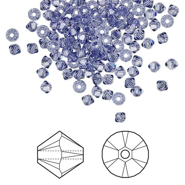 Bead 48pk tanzanite, Crystal Passions® 3mm bicone 5328 image number 0