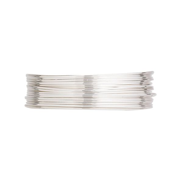 Wire, Argentium® silver, full-hard, round, 24 gauge. Sold per pkg of 5 feet. image number 0
