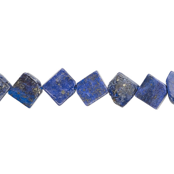 Bead, lapis lazuli (dyed), 8x7mm-10x9mm hand-cut flat diamond, C grade, Mohs hardness 5 to 6. Sold per 13-inch strand. image number 0