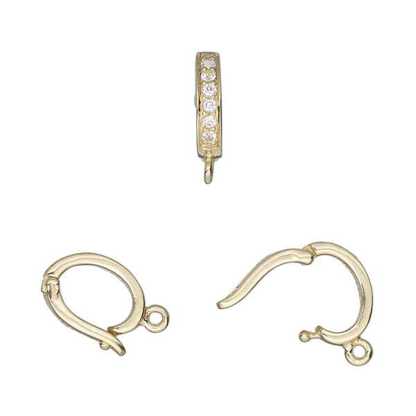 Bail, enhancer, white topaz (natural) and gold-finished sterling silver, 11x2mm hinged oval with closed loop, 9mm grip length. Sold individually. image number 0