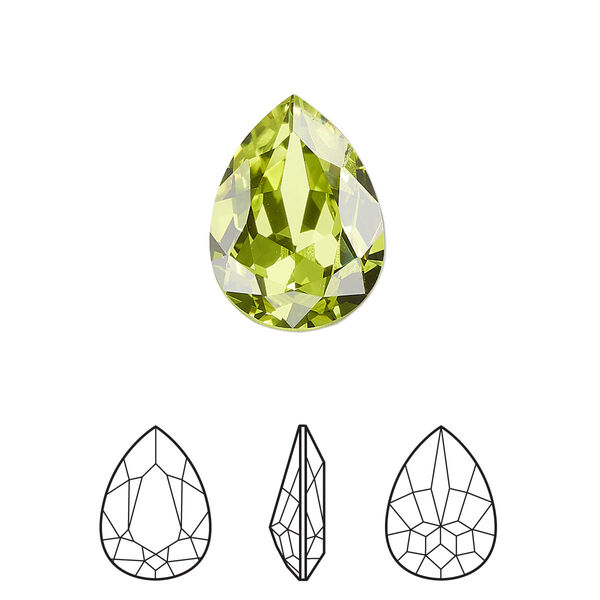 Fancy stone 1pk citrus green foil back, Crystal Passions® 18x13mm pear 4320 image number 0
