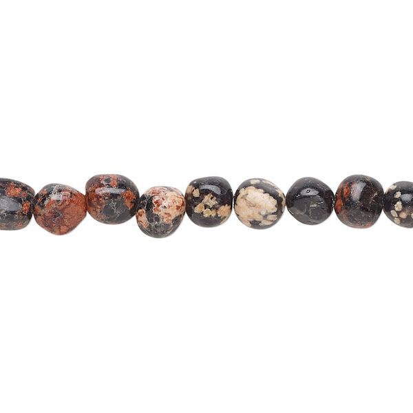 Red snowflake jasper 1pkg1, pebble bead natural 8 inch small image number 0