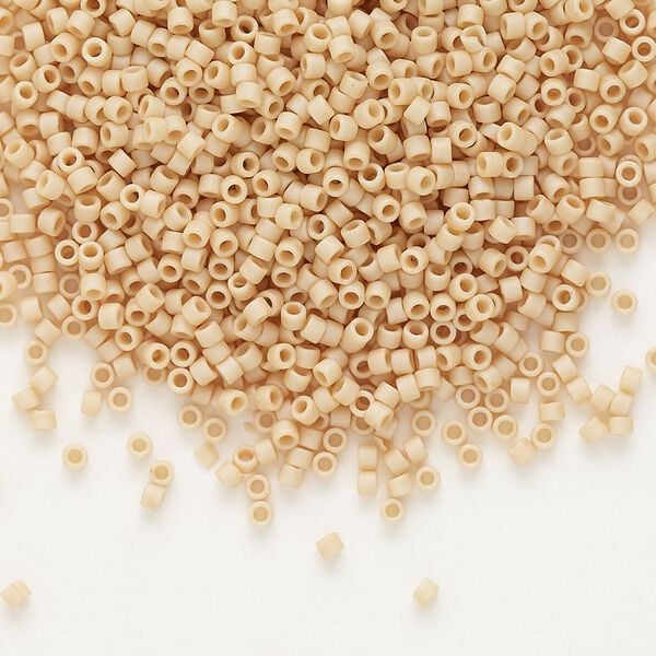 Seed bead, Delica®, glass, pkg/7.5g, #11 round, opaque matte glazed luster light terracotta (DB-0389). image number 0