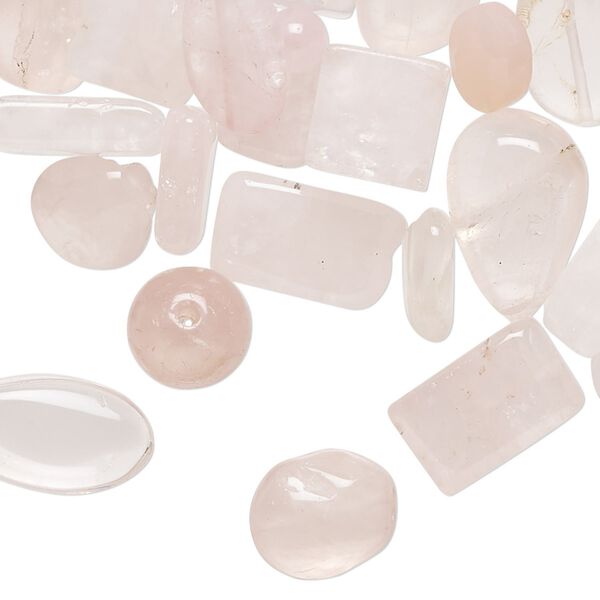 Rose quartz 1pkg1, hand-cut top-drilled / center-drilled mixed shape bead 1 oz mix 5mm-17x9mm image number 0
