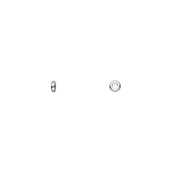 Bead, sterling silver, 3x1mm flat rondelle. Sold per pkg of 50. image number 0