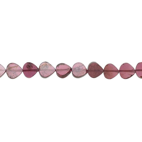 Bead, garnet (dyed), 5x5mm hand-cut flat heart, B grade, Mohs hardness 7 to 7-1/2. Sold per 16-inch strand. image number 0