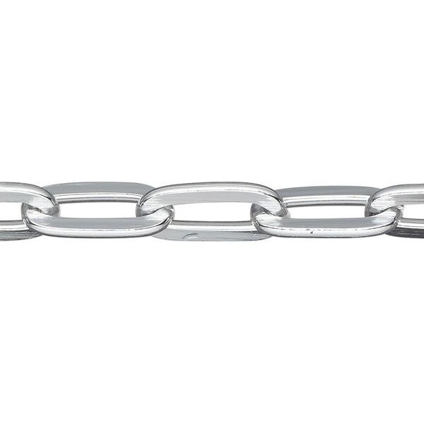 Chain, anodized aluminum, silver, 7.7mm paperclip. Sold per pkg of 25 feet. image number 0