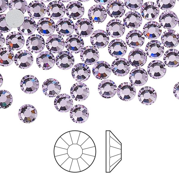 Flat back 144pk violet foil back, Preciosa Viva 12® Czech crystal rhinestone 4.6-4.8mm chaton rose round SS20 image number 0