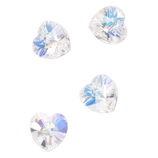 Drop 4pk translucent crystal AB, Celestial Crystal® 14.5x14mm heart image number 0
