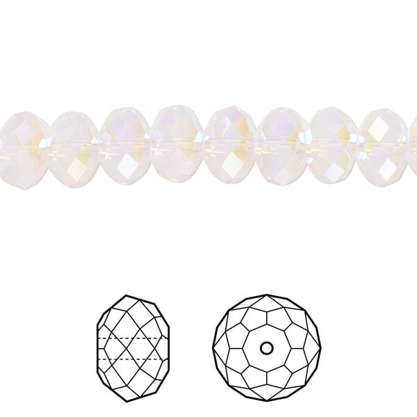 Bead 12pk rose water opal shimmer 2X, Crystal Passions® 8x6mm rondelle 5040 image number 0