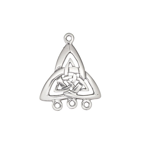 Drop, sterling silver, 19x19x19mm single-sided Celtic triangle knot, 3 loops. Sold individually. image number 0