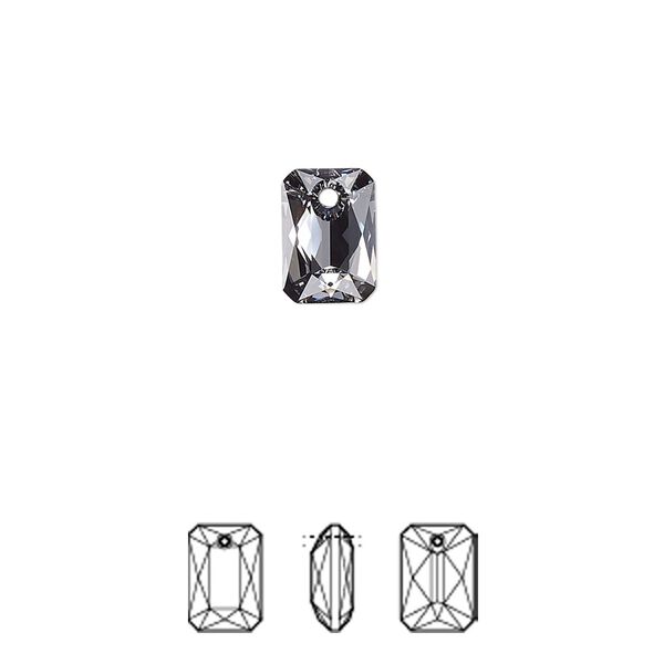 Drop 4pk crystal silver night, Crystal Passions® 9x6mm pendant emerald cut 6435 image number 0