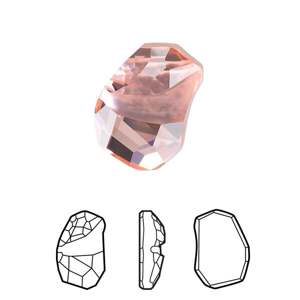 Fancy stone 1pk light rose foil back, Crystal Passions® 19x13mm flat divine rock 4787 image number 0