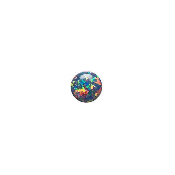 Cabochon, "opal" (silica and epoxy) (man-made), multicolored, 8mm calibrated round. Sold individually. image number 0