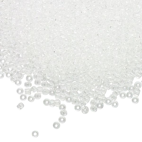 Seed bead, TOHO BEADS®, glass, pkg/7.5g, #11 round, transparent crystal clear (TR-11-1). image number 0
