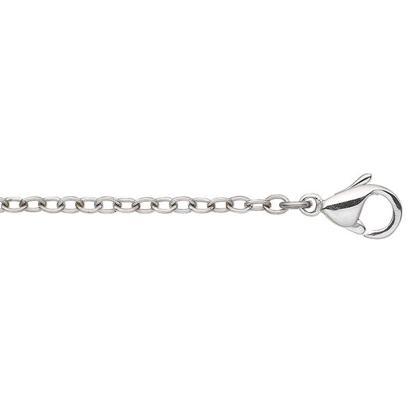 Chain, stainless steel, 2mm cable, 20 inches with lobster claw clasp. Sold individually. image number 0