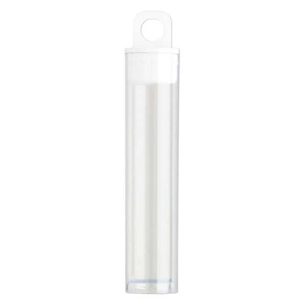 Vial, plastic, clear and white, 2-1/2 x 9/16 inch cylinder with hang tab. Sold per pkg of 100. image number 1