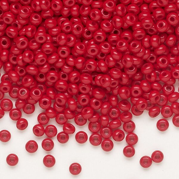Seed bead, Preciosa Ornela Czech glass, pkg/50g, #8 rocaille, opaque ruby red, (93210). image number 0