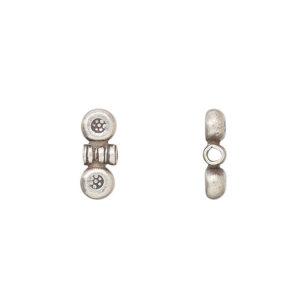 Bead, Hill Tribes, antiqued fine silver, 13x5mm fancy design. Sold per pkg of 2. image number 0