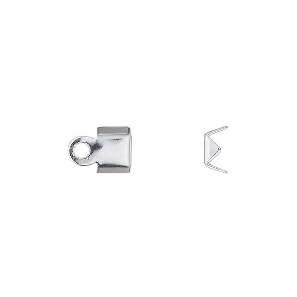 Cord end, fold-over, sterling silver-filled, 6x5mm, 4mm inside diameter. Sold per pkg of 4. image number 0